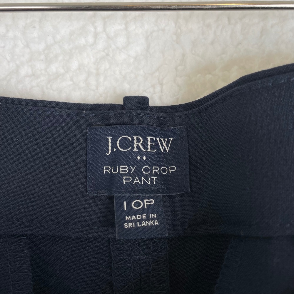 J.Crew Ruby Crop Pant Navy Blue Slim Straight Trousers 10P Petite Fair Trade - Picture 10 of 12